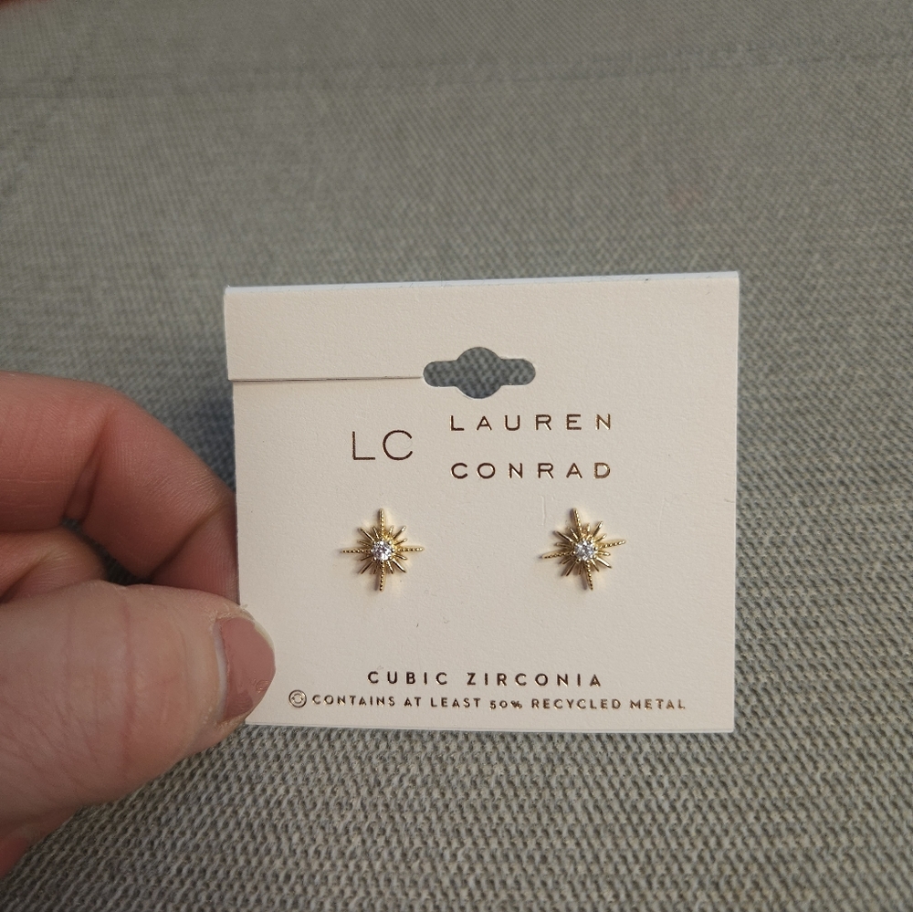 NWT Lauren Conrad Gold Starburst Earrings